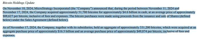 Microstrategy 19 11 2024 btc stock