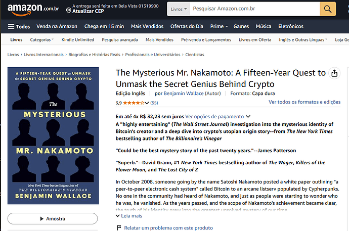 Capa do Livro The Mysterious Mr. Nakamoto Amazon